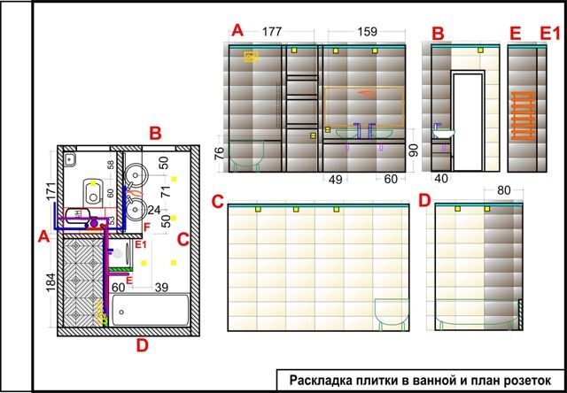 План раскладки плитки в ванной